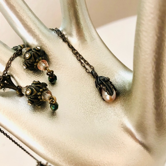 Vintage ORLY BARUCH Pearl Necklace & Rhinestone Earrings - Picture 7 of 17